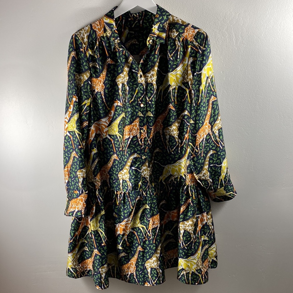 J.Crew Giraffes Shirtdress NWT Size M